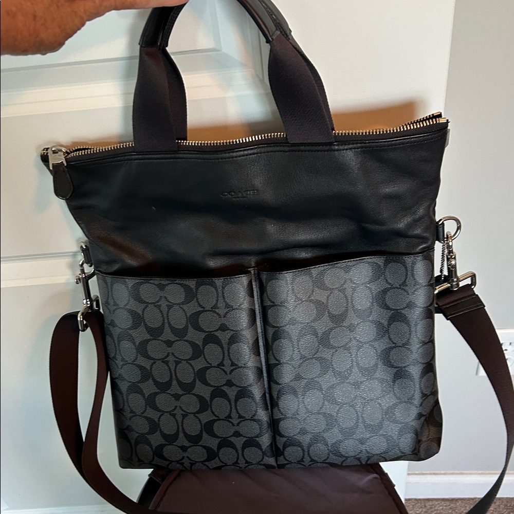 Coach Black Signature Canvas and Leather Shoulder Bag
